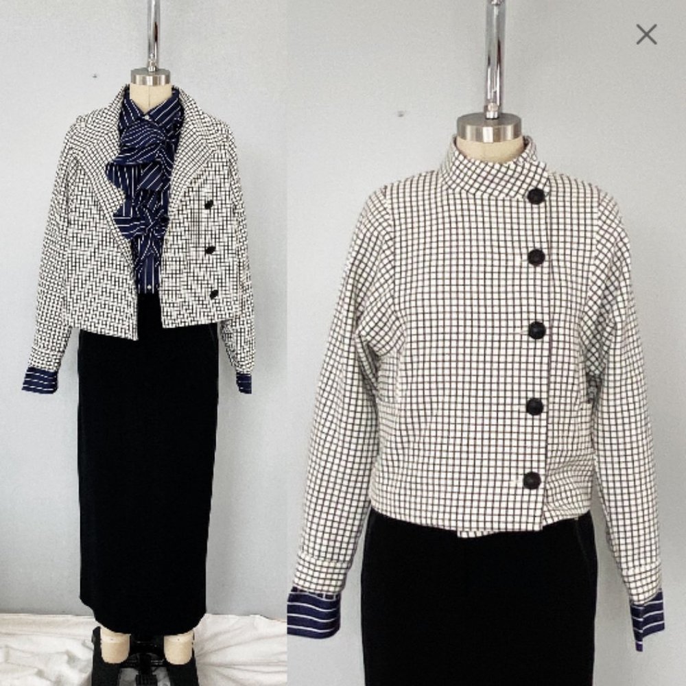 Cabi Cropped Windowpane Jacket/Blazer - image 1